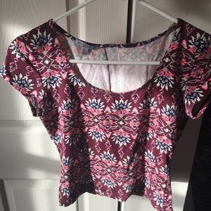maroon floral crop top